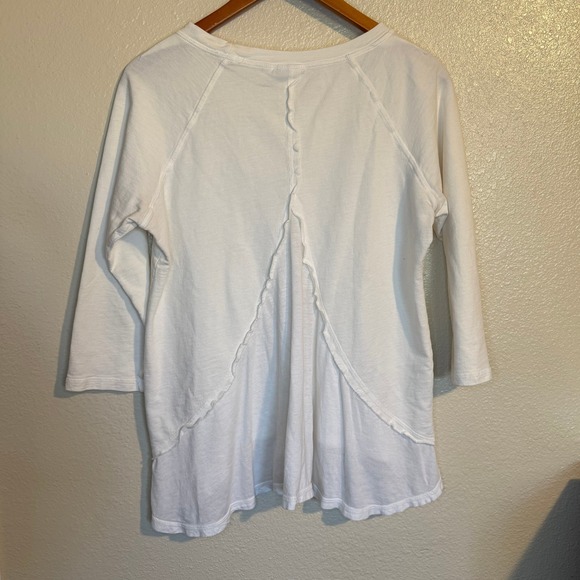 Hot Cotton Top Women Med White 100% Cotton Layered Hem Relax Casual Lagenlook‎ - Picture 5 of 8